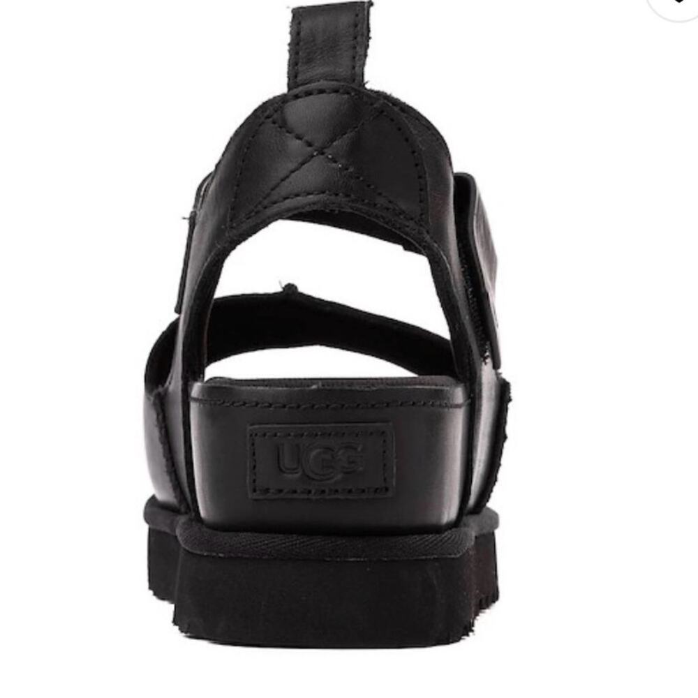 NEW UGG® BLACK PLATFORM VELCRO LEATHER GOLDENSTAR HI SANDALS SZ 9 - Picture 4 of 11